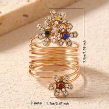 1 pieza Anillo de primavera con flor de perla exagerada y de moda - Amarillo Oro - Ver 9