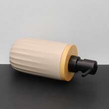 Bathroom Vanity Set, Striped Design Liquid Soap Dispenser, Lotion Dispenser Set, Toothbrush Holder, Freely Combinable, Handmade Ceramic Bathroom Accessories Set, Bathroom Ensemble - Khaki - View 9