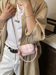 1 chiếc túi đeo vai hai màu dành cho thanh thiếu niên, cầm tay, có 6 màu để lựa chọn, phụ kiện thời trang cho các buổi đi chơi, có thể đựng tai nghe, tiền xu, son môi. - Phiên bản mini - Xem 5