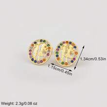 New Arrival Romantic Gold Plated Girl Boy Portrait Stud Earrings For Women Oval Shape Cubic Zirconia Valentine's Day Ear Jewelry Gifts - Colorful - View 4