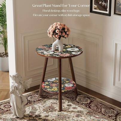 Senmeo 1-Pc 15.75 Inch Vintage Small Side Table - Single Plant Stand, Bedroom/Patio/Corner/Balcony Use, Halloween/Christmas Gift, Classic