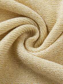 SEREN 女士夏季宽松休闲罩衫，轻薄半透明，性感露肩不对称下摆针织上衣，沙滩度假装 - 金色 - 查看 11