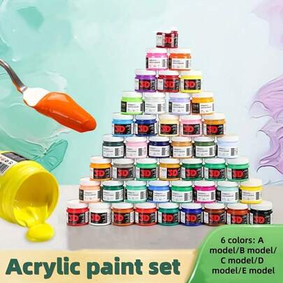 Set de 6 colores de pintura acrílica, 3.38 onzas fluidas (100ML) en un frasco, resistente a la decoloración, adecuado para adultos, artistas, pintura en lienzo y manualidades DIY