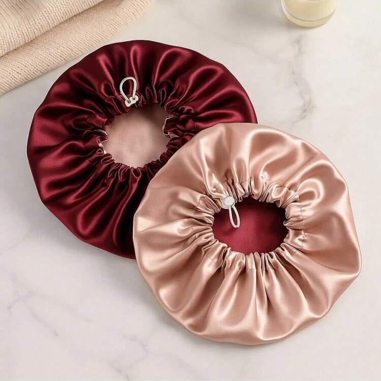 Adjustable Double-Sided Satin Sleeping Bonnet - Anti-Frizz, Protects And Straightens Hair - Multicolor - View 1