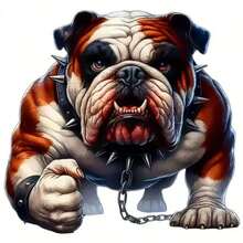 1/2/3张装耐用持久热转印贴纸，图案为凶猛的斗牛犬尖刺项圈和链条，适用于DIY T恤、卫衣、牛仔裤、连帽衫、背包、夹克、手提包、枕头等。 - L - 查看 2