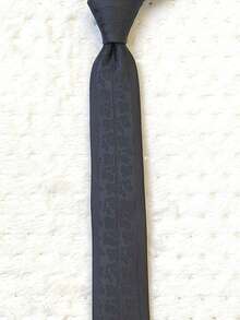Men's Slim 3D Tie With Glitter, Slim (6cm), Casual Fabric. - Black - View 3