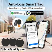 RSH 3pcs Dual System Tracking Tags, Compatible With Android And IOS, Precise Locating Key Finder Tracking Device, Smart Tracking Tag, Suitable For Luggage, Wallet, Bags - Compatible With IOS "Find My" And "Find Center" Tracking Locator - Multicolor - View 5