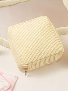 Multi-Color Sanitary Pad Storage Bag, Pink Sanitary Napkin Storage Bag, Portable Storage Bag, Large Capacity Minimalist Style, For Storing Sanitary Pads, Liners And Tampons, Essential For Girls, Great For Going Out, Striped Cosmetic Bag, Travel & Study Supplies, Travel Essential Cosmetic Bag, Holiday Essential Cosmetic Bag, Cosmetic Bag, Makeup Bag, Makeup Storage Bag, Makeup Organizer Box, Cosmetic Storage - Multicolor - View 13