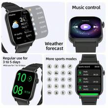 Reloj inteligente multifuncional de moda LIGE, resistente al agua para uso diario, con múltiples modos deportivos, pronóstico del tiempo, alarma, notificación de llamadas, reproducción de música, seguimiento de actividad. Reloj inteligente multifuncional adecuado para un estilo de vida activo. - Negro - Ver 6