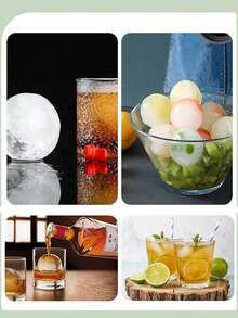 四格冰球模具，四格冰块托盘，带盖威士忌冰模，可重复使用硅胶冰块托盘，创意速冻冰块模具 - 彩色 - 查看 2