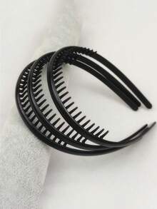 3 chiếc băng đô thời trang màu đen, chống trượt, kiểu dáng lượn sóng, thích hợp dùng khi chăm sóc da mặt tại nhà, dùng để rửa mặt hoặc trang điểm hàng ngày. - màu đen - Xem 4