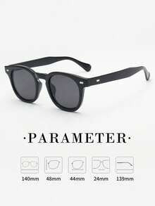 1pc Men's Oval Frame High Quality Personalized Minimalist Fashion Glasses, Suitable For Casual, Holiday, Travel, Party, And Daily Wear - Black Frame Gray Film - View 2