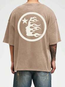 Camiseta con estampado de estrella, camisetas para hombres, camiseta de manga corta casual para verano GUDS - Color café - Ver 5