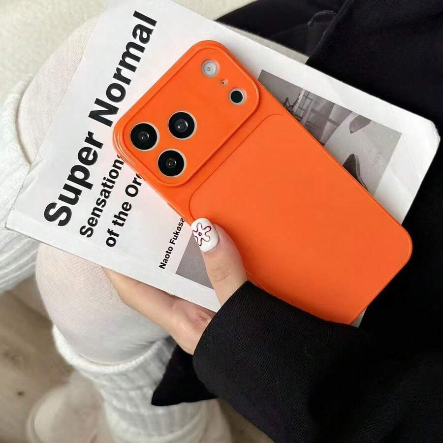 1 pieza Funda de teléfono con lupa creativa tipo mirilla, compatible con las series 11 12 13 14 15 16 17, gran regalo para familiares, amigos y ocasiones festivas - Naranja - Ver 1