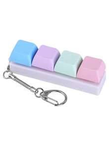 EIGIIS 1pc Keyboard Key Stress Relief Keychain, Suitable For Adults - Multi-Color Relaxation Toy With Metal Ring And Chain, Plastic Material, Helps Focus And Relieve Stress, Perfect Gift, Keychain Stress Relief Toy - Multicolor - View 14