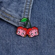 European And American Cartoon Creative Cherry Girl Brooch Personality Comic Girl Series Metal Accessories Baking Paint Badge - QHXZ3115 - Xem 1