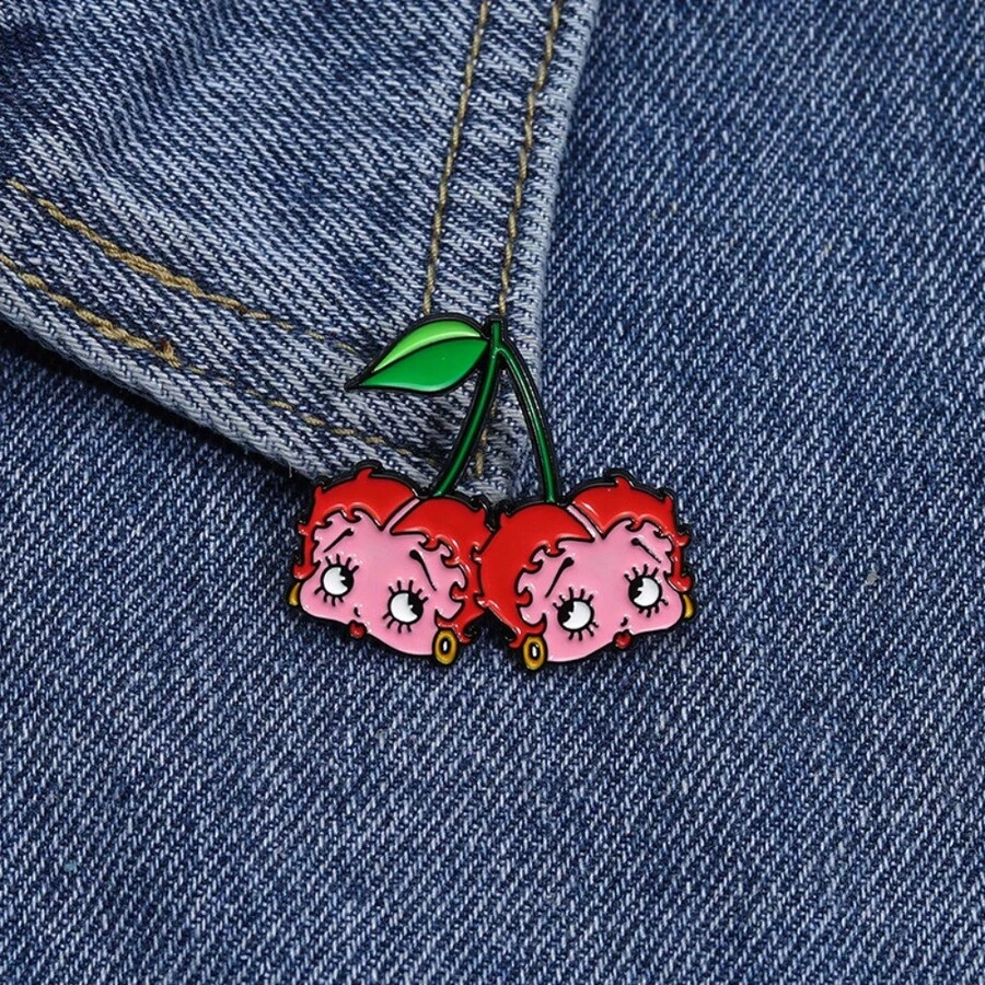 European And American Cartoon Creative Cherry Girl Brooch Personality Comic Girl Series Metal Accessories Baking Paint Badge - QHXZ3115 - Xem 1