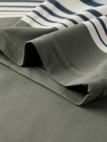 Herren Frühlings-/Sommer Poloshirt mit kurzen Ärmeln, gestreiftem Kragen, lässiger Pullover-Top mit halber Knopfleiste - Armeegrün - Übersicht 5