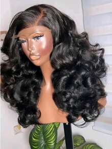 ZHUICHAO Natural Black Color 13X4 Lace Frontal Human Hair Blended Wigs For Women 32Inch Body Wave Brazilian Virgin Hair Wigs Preplucked Bady Hair With Bleached Knots Cosplay Daily Party Heat Resistant Fiber - 1B# - View 1