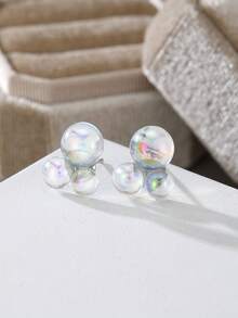 1 Pair Rainbow Bubble Earrings, Color-Changing Kaleidoscope Earrings, Cool Earrings Inspired By Demons, Gift Earrings - Silver - View 6