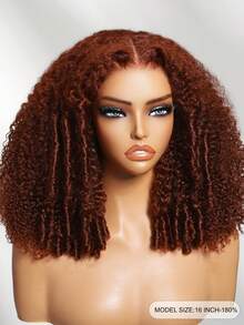 UNice Hair Finger Coil Ends 100% Human Hair Ready To Wear Reddish Brown Afro Kinky Curly Wig 7x5 Lace Closure Pre Cut Pre Bleached Pre Plucked Bye Bye Knots Wear Go Glueless Wig 180% Density Lace Front Wigs For Women - S33 - View 4