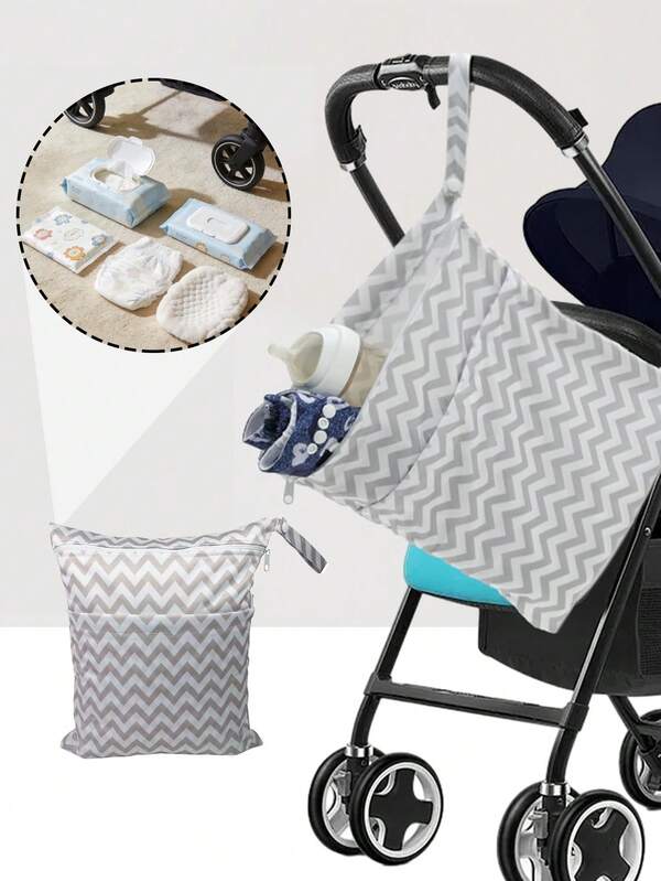 Stoffen luiertas, waterdichte en vuilafstotende tas, herbruikbaar, waterdicht met twee ritsvakken, ideaal voor op reis, strand, zwembad, kinderdagverblijf, yoga of de sportschool.