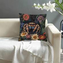 Vintage Spider Design Throw Pillow Cover - Single-Sided Printed, Envelope Closure, For Porch, Patio, Farmhouse, Living Room,Sofa,Bed,Car,Western Bedroom Decor & Daily,Festivals,Parties Decor, 18x18 Inch Decorative Pillowcase - 樣式 1 - 查看 5