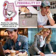 GIURKUU 1件装“今天我是只严肃的鹅”熨烫贴片，趣味傻鹅贴片，粉色表情包刺绣熨烫贴片，适用于衣服、背包、帽子、牛仔裤 - Goose - 查看 5