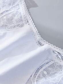 2条装女士内裤，蕾丝内裤，花卉图案蕾丝拼接设计，黑色三角内裤，女士休闲家居日常内裤，白色三角内裤，女士三角内裤 - 彩色 - 查看 5