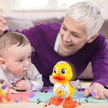 Interactive Dance Duck Toy Music, Dynamic Lights & Blinking Effects, Educational Cartoon Animal Toy, Suitable For 2+ Years Old, Durable Plastic, Perfect Gift For Halloween & Christmas, Interactive Playtime, Educational Toy,Duck Toy,Baby Boy Toys - 黃色 - 查看 8