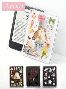Ayotu 1pc Cartoon Cat & Rabbit Transparent Soft Silicone Full Body Protective Case For IPad 11th Gen/IPad 10/IPad 9/IPad Air 7th 11-Inch/IPad Air 5th/Kindle Paperwhite 11th/Kobo Libra Colour/Kindle 6-Inch - Multicolor - View 3
