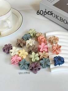 30个彩色花朵鳄鱼夹，迷你发爪夹，适用于马尾辫、发髻、刘海等，发饰（颜色随机），花朵发夹，秋冬季度假必备，女士夏季海滩休闲必备 - 彩色 - 查看 15