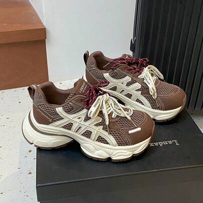 Women's Sneakers 2026 Spring New Thick Sole Shoes Versatile Lightweight Breathable Casual Chunky Sneakers