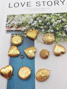 10pcs/Set Heart Shaped Pendant Jewelry Accessories, Trending Cross-Border , Suitable For Valentine's Day - Yellow Gold - View 2