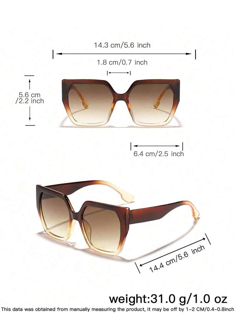 2 PCS Women's Square Casual Fashion Glasses Solid Colors And Gradients Frame Lightweight Perfect For Daily Take Photos With Glasses Box - Multicolor - View 9