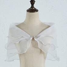 1pc Bridal Shawl Veil, Thin Wedding Shawl, One Shoulder Bridal Shawl, Suitable For Wedding Gown, Evening Dress, Cardigan - Multicolor - View 12