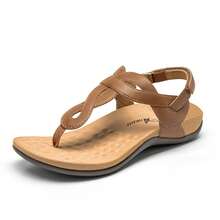 Athlefit Women's Orthopedic Arch Support Sandals - Comfortable Thong T-Strap Orthotic Casual Flat Sandals For Women - Solbränna - Visa 1