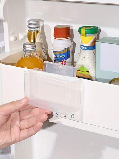 1/2pcs Space Saving Refrigerator Hanging Cheese Storage Box - Suitable For 0.4-Inch Thick Doors, Perfect For Seasoning Bags And Kitchen Storage Solutions. Refrigerator Side Door Storage Box, Hanging Seasoning Package Sauce Package Storage Box, Small Item Sorting Wall Mounted Storage Rack. Kitchen Storage And Organization