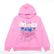 Sp5der Atlanta Printed Hoodie | Authentic Soft Fleece Premium Heavyweight Outerwear| Unisex For Both Men And Women | Casual Daily Layering Streetwear Outerwear - Hồng - Xem 11