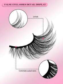 7 Pairs Mkhlina Natural Half-Strip Fake Lashes, Cartoon Eye Makeup, Delicate 3D Faux Mink False Eyelashes, Soft Fake Eyelash Strips - Half Eye-Cross - View 7