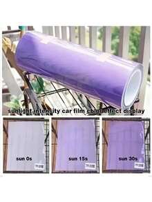 1pc 30cm*100cm Car TPU Photochromic Headlight Film, Taillights Tint Changing Lens Protector Film, UV Responsive TPU Car Light Protection Cover - Waterproof, Scratch-Resistant, Color Changing, Improve Visibility, Tint Black In Daytime And Transparent At Night - One Size - View 5