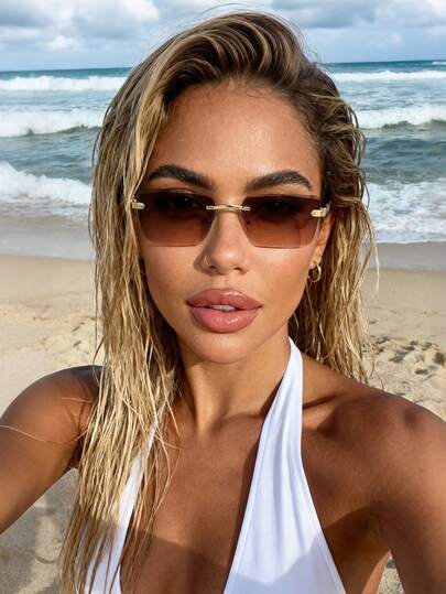 1pc Women's Casual Fashion Frameless Fashion Glasses, Versatile For Daily Wear, Street Style, Parties, Summer, Beach Vacation, Dates, Outdoor Activities