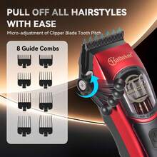 Hatteker 1pc LCD Display Rechargeable Hair Clipper With 9000 RPM High Speed Motor - Red - View 7