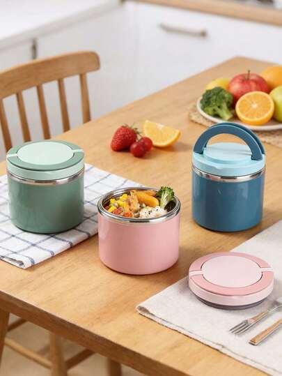 1000 ml/630 ml Récipient isotherme avec poignée, boîte à lunch en acier inoxydable pour enfants, boîte à soupe, mug isotherme à soupe, rose/vert/bleu, convient pour le bureau, les voyages, l'école, les cadeaux, la rentrée, la cuisine, les vacances, le micro-ondes, le petit-déjeuner : avoine