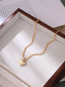 1 chiếc dây chuyền mặt hình trái tim sang trọng, kiểu dáng phóng đại, trang sức thời trang - Vàng - Xem 6
