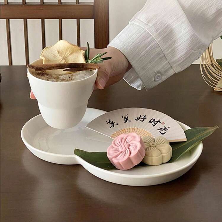 Vintage Ceramic Coffee Cup, Aussie White Latte/Cappuccino Cup, Niche Tableware, Mug & Saucer Set For Afternoon Tea - Multicolor - View 2