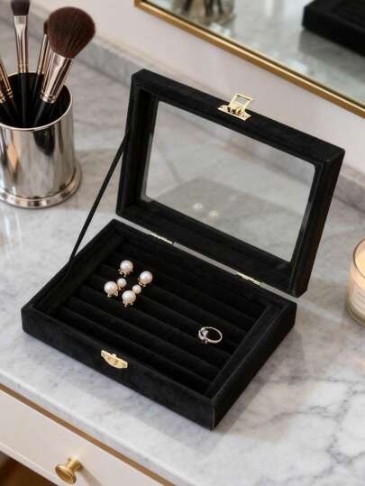 带盖首饰盒，多层项链耳环收纳盒，桌面展示盒，女士女孩适用，防尘收纳礼品套装