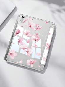 Cherry Blossoms Pattern Tablet Case Compatible With IPad Air 11-Inch M3 2025 / M2 2024, IPad Air 5th Generation 2022 , IPad (A16) 11 Inch 11th Generation 2025,Compatible With Samsung Galaxy Tab,Kindle Paperwhite 12th Gen 2024, Clear Back ,Fashion Pattern Protective Case,Autlueomatic Sleep And Wake-Up Function, Airbag Protection, Suitable For Gifts And Office Use - Multicolor - View 2