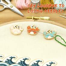 GIURKUU 3pcs Animal Pattern Magnetic Needle Minder, Cute & Fun Design, Suitable For Cross Stitch, Embroidery, Sewing Needle Craft Organizer - 3 Crabs - View 6