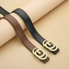 1条女士时尚百搭金色扣环腰带，牛仔裤腰带 - 彩色 - 查看 1